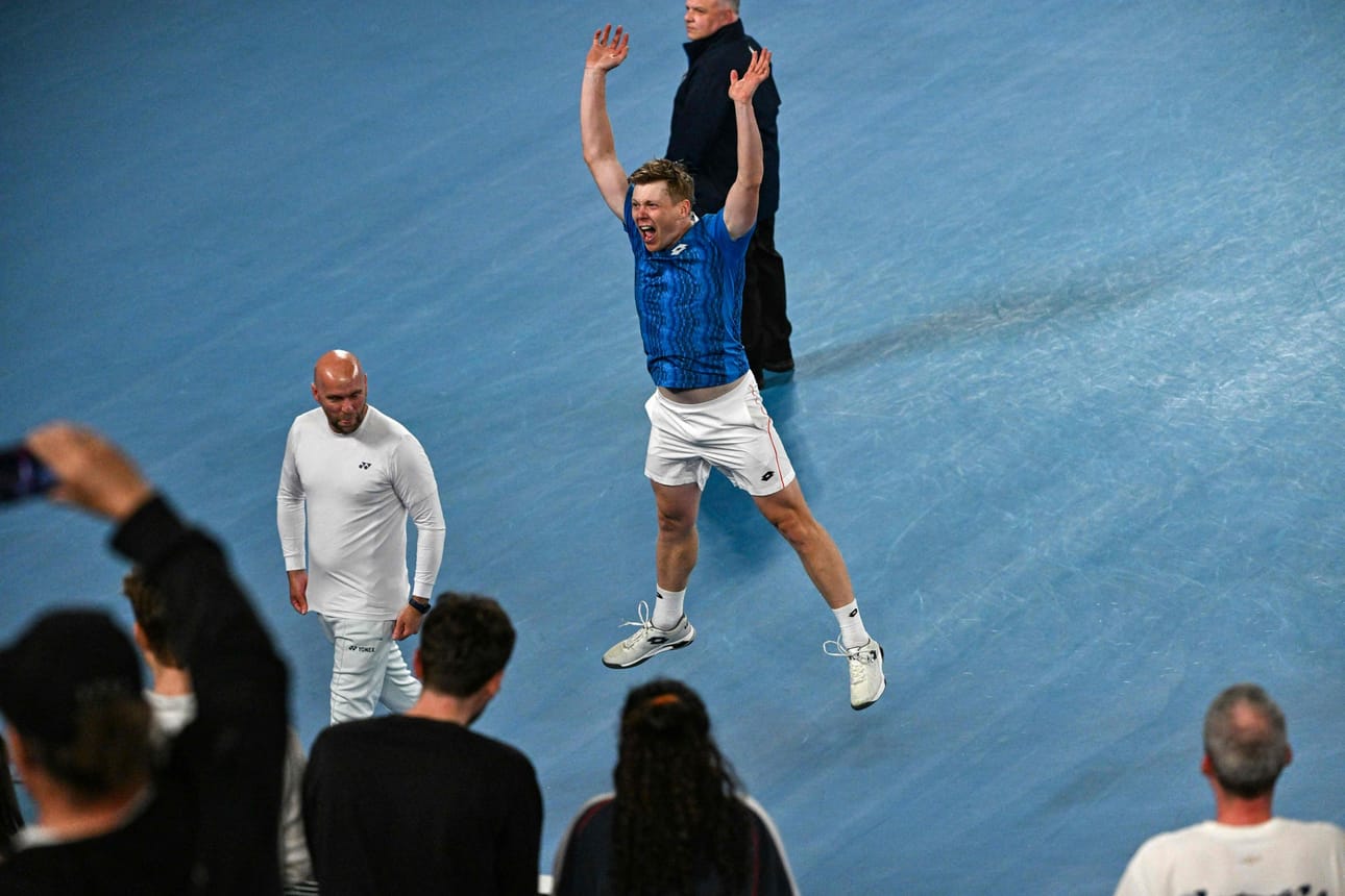 Harri Heliövaara oli riemuissaan nelinpelivoitosta. Hänestä tuli suurvoiton myötä ensimmäinen suomalainen, joka on voittanut kaksi nelinpelin grand slam -mestaruutta. LEHTIKUVA/AFP