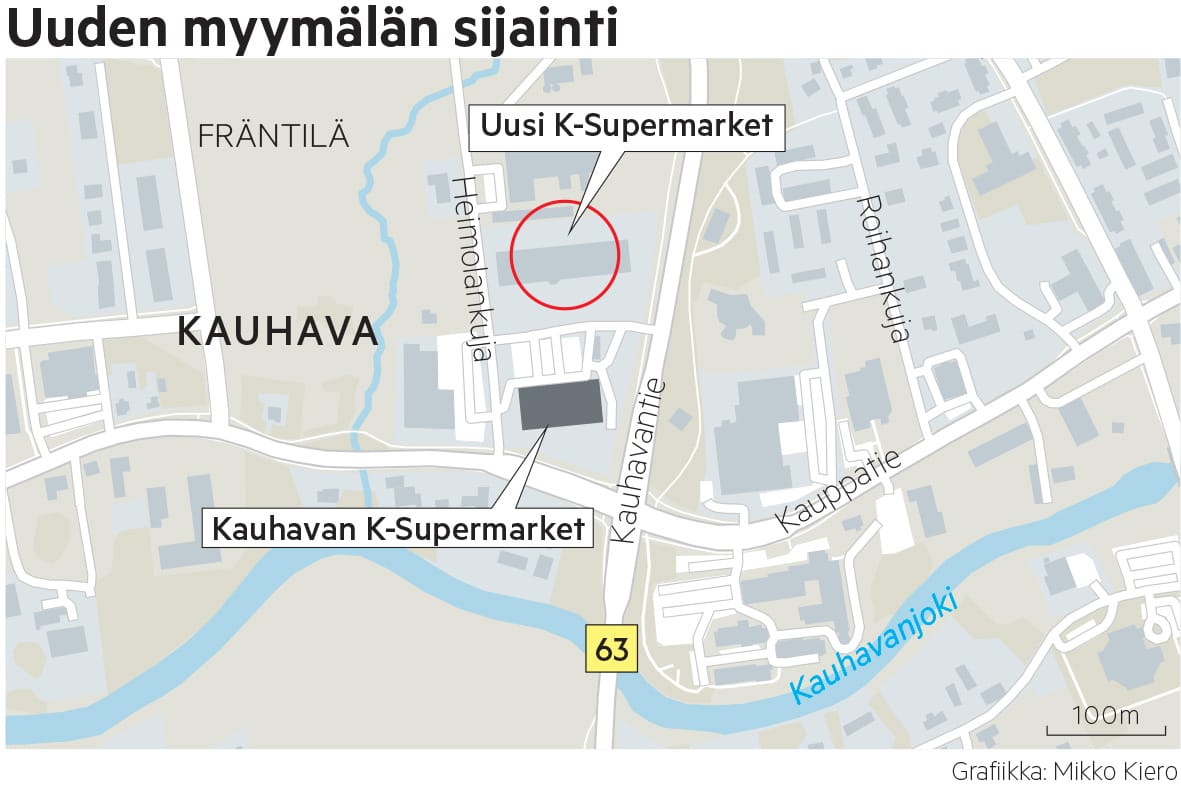 Uusi kauppa sijoittuu aivan nykyisen paikan viereen. Tulevalta työmaatontilta siirretään iso rakennus toisaalle.