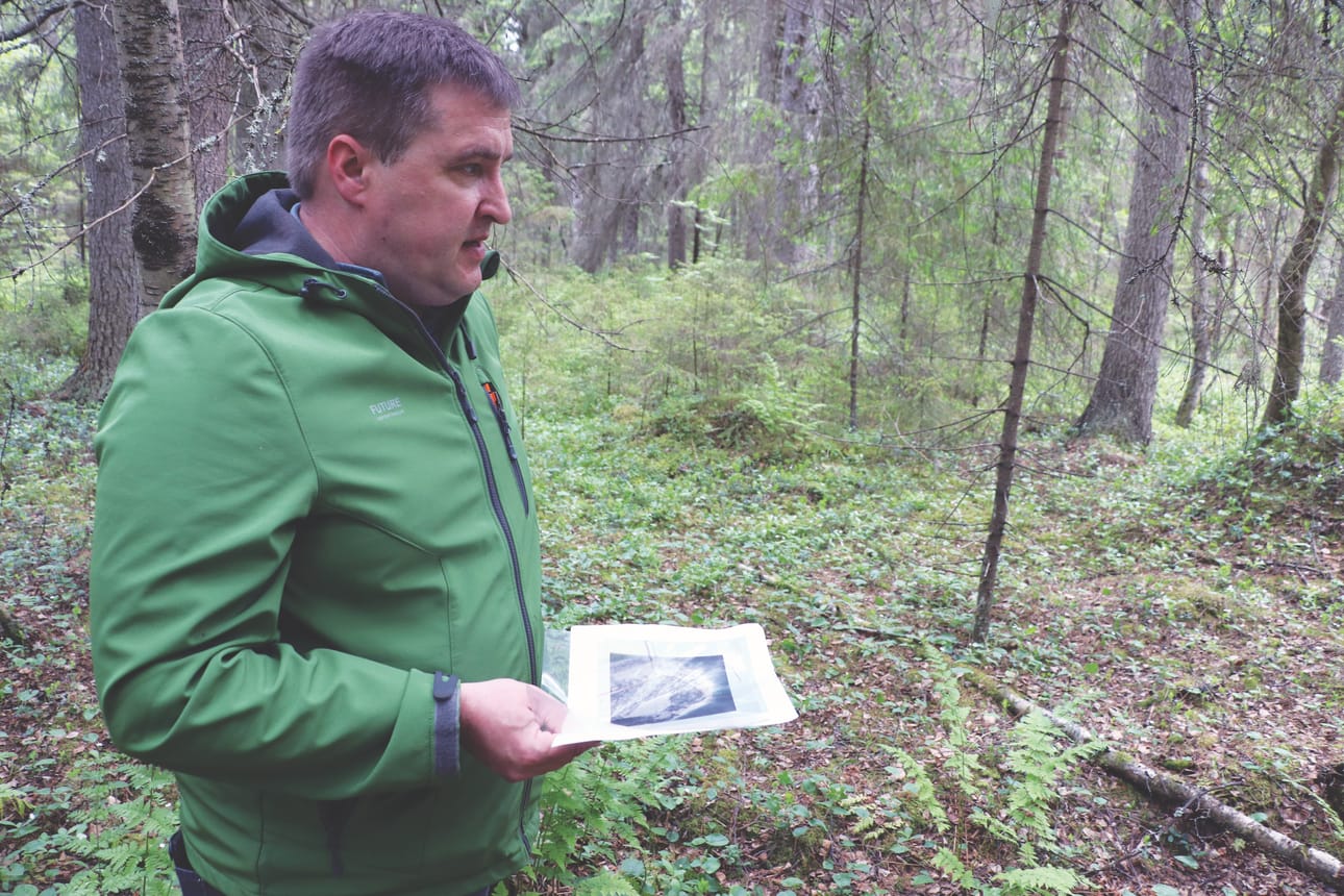 Harri Piltonen kuuli sotavankien haudoista vastikään äidiltään. Maastossa on havaittavissa selkeitä kumpareita. Valokuvissa ne eivät erotu yhtä selvästi.