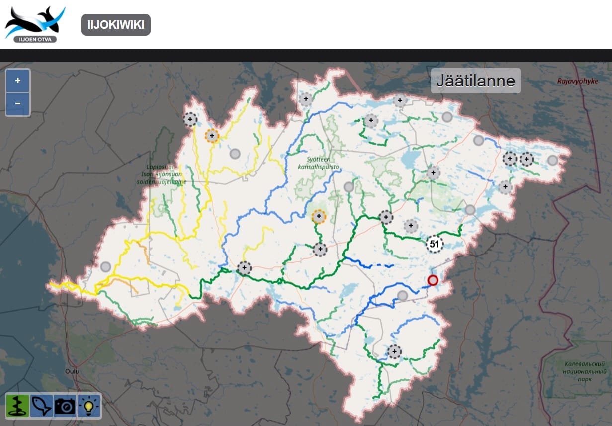 Iijoki-wiki kertoo mm. jäätilanteen. Kuvakaappaus palvelusta.