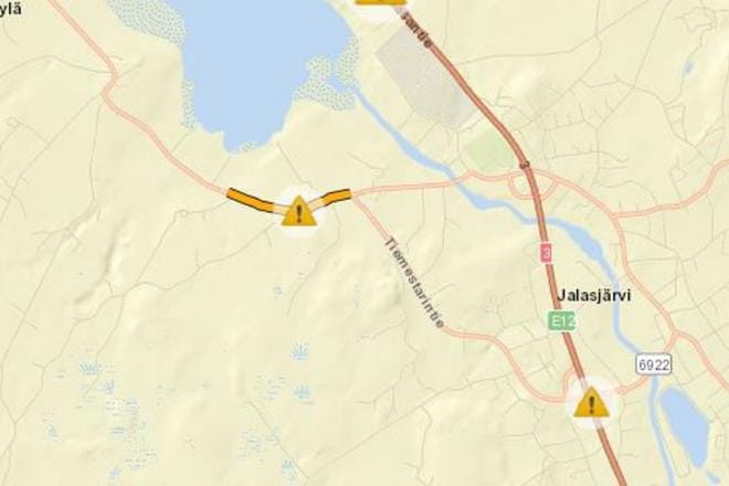 Kuvakaappaus Liikenneviraston Liikennetilanne-kartasta.