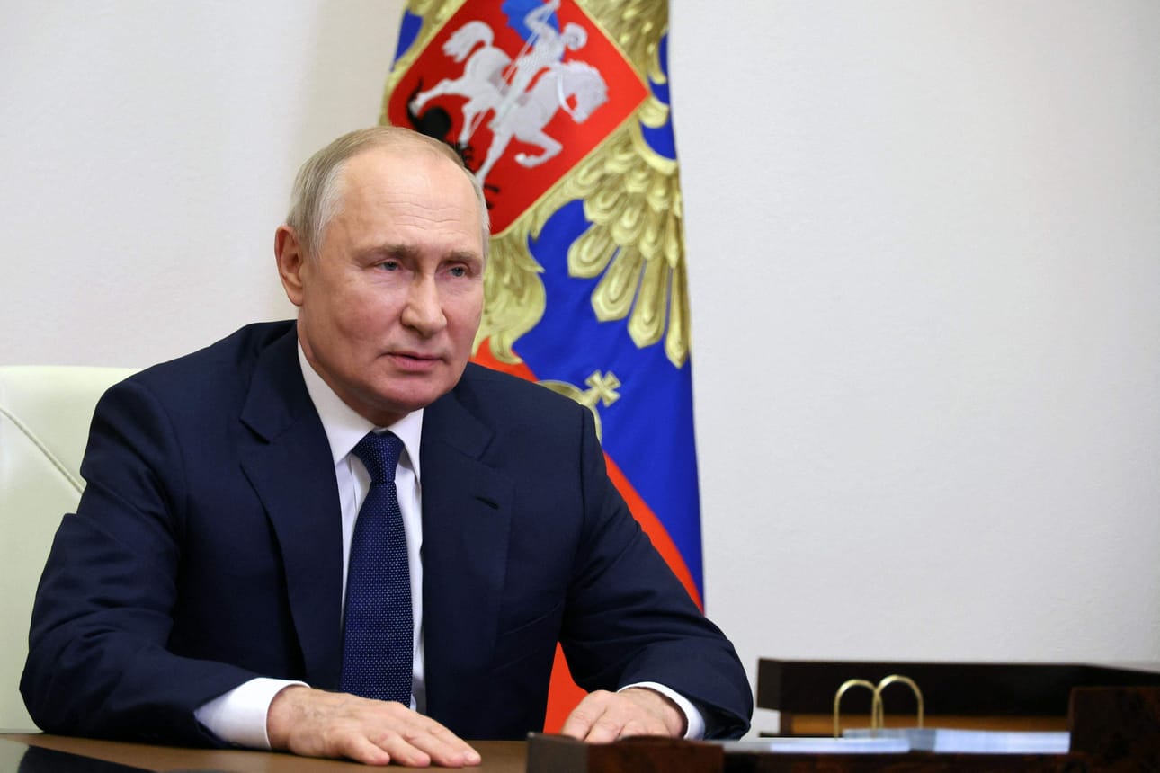 Venäjän presidentti Vladimir Putin. Kuvan on välittänyt Venäjän valtiollinen uutistoimisto Sputnik, eikä kuvan aitoutta ole voitu todentaa. LEHTIKUVA/AFP
