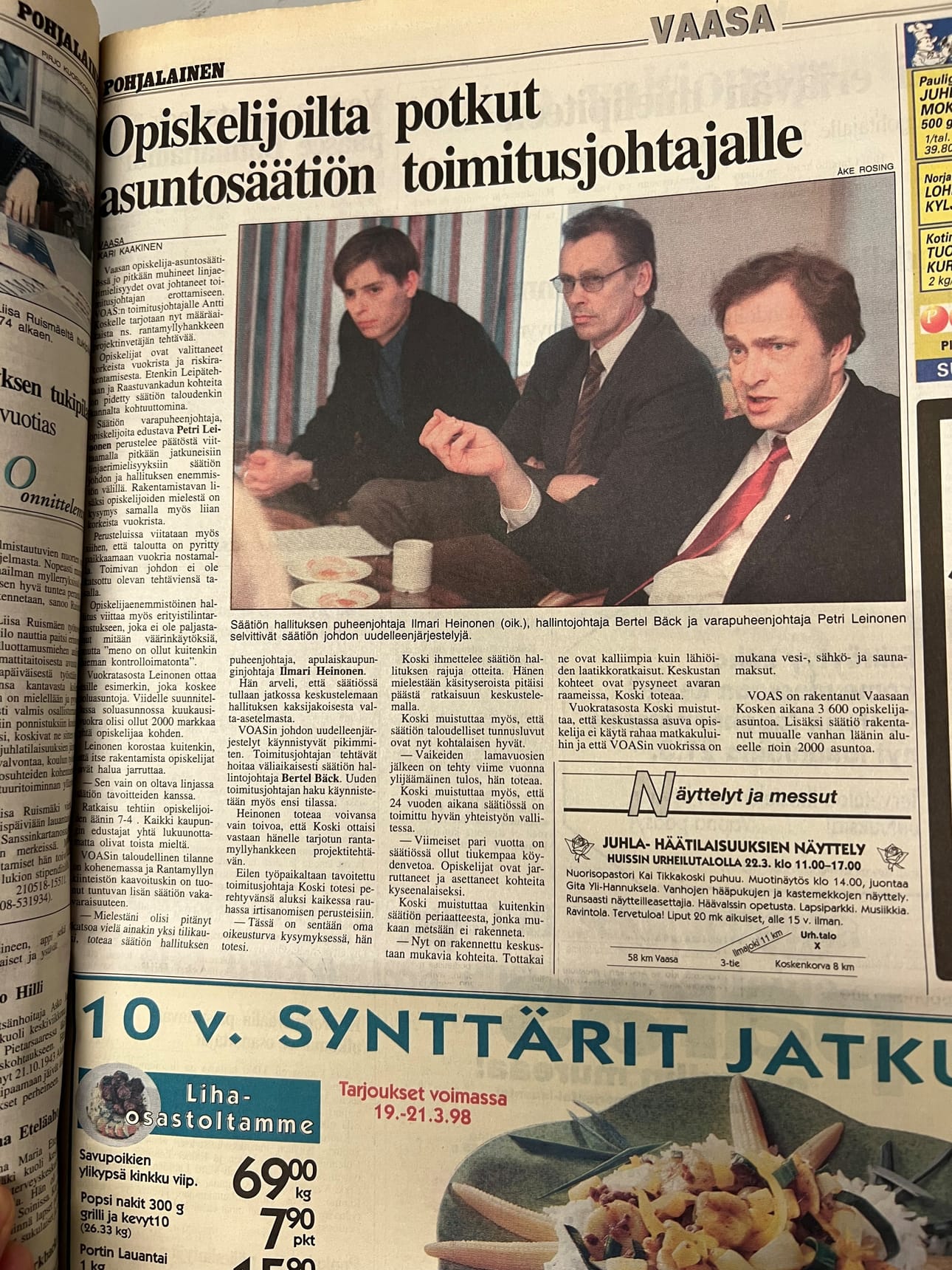Voasissa oli ollut pitkään linjaerimielisyyksiä, kertoi Pohjalainen vuonna 1998.