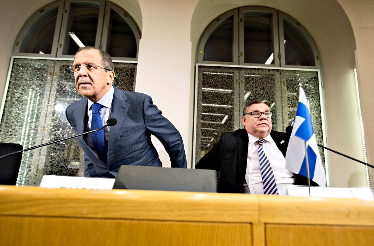 Sergei Lavrov ja Timo Soini tapasivat tänään Moskovassa. Kaksikko tapasi viime lokakuussa Oulun kaupungintalolla. Arkistokuva.