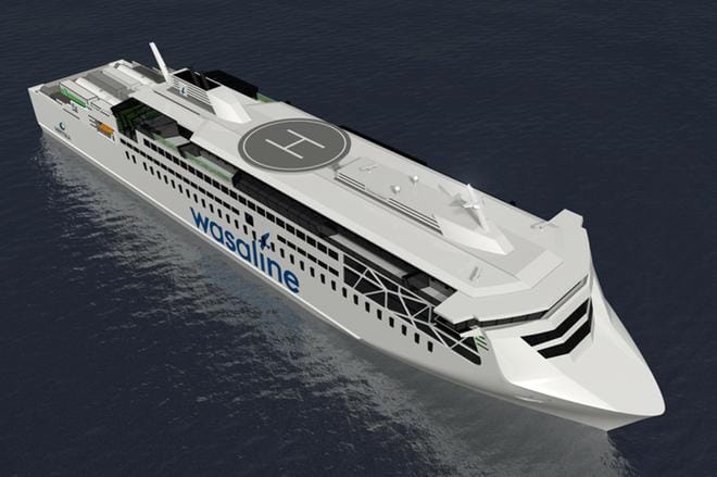 Merenkurkun uuden laivan on määrä lähteä laineille vuonna 2021. HAVAINNEKUVA/WASA LINE