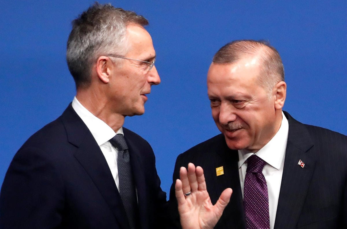 Kuvassa Naton pääsihteeri Stoltenberg ja Turkin presidentti Erdogan. Lehtikuva/AFP