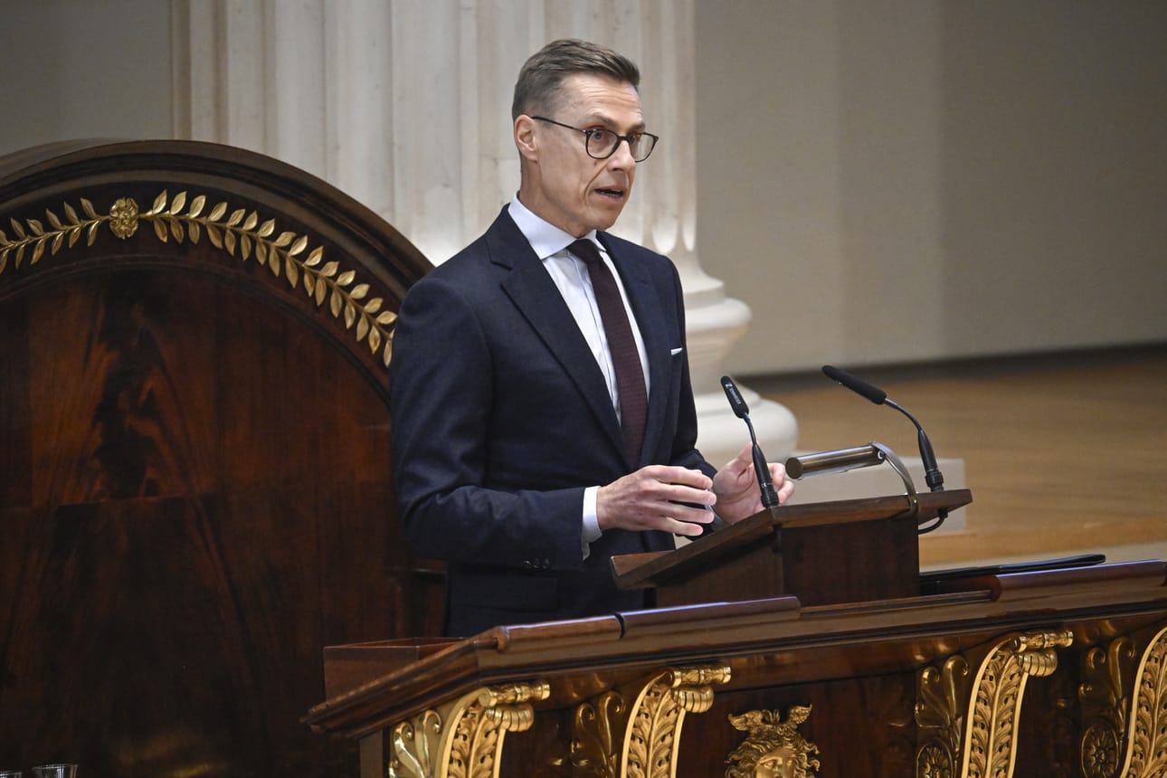 Presidentti Aleksander Stubb kertoi rauhanprosessin edistymisestä Suomen Atlantti–Seuran tilaisuudessa Helsingissä.