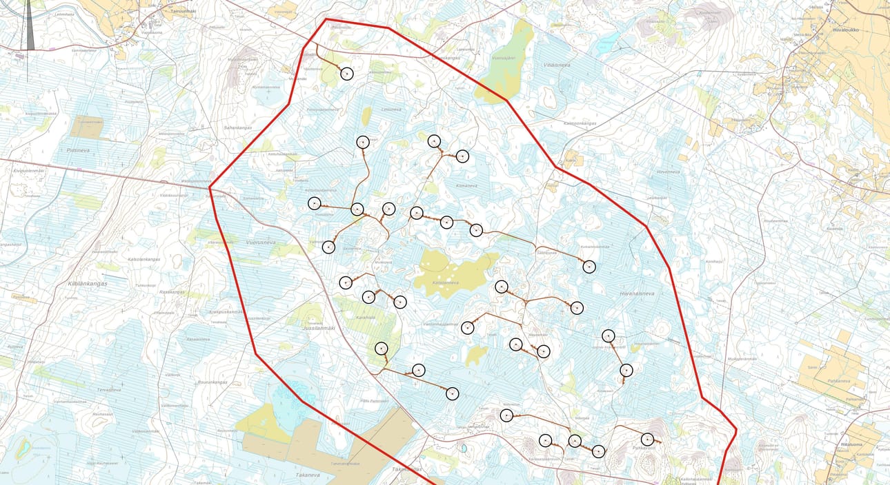 Kalistannevan alueelle rakennetaan 30 tuulivoimalaa.