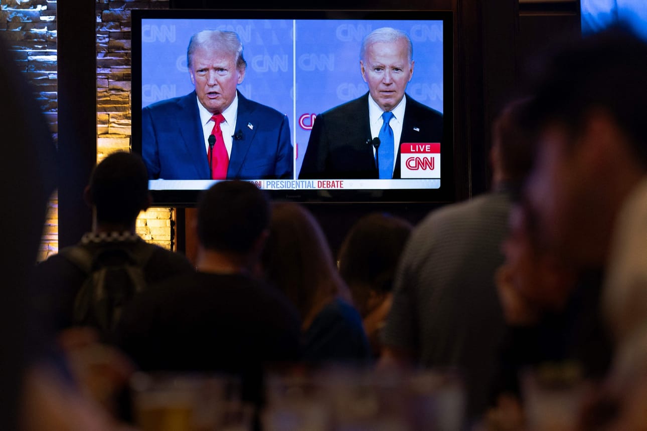 Bidenin ja Trumpin on määrä kohdata väittelyssä seuraavan kerran syyskuussa. LEHTIKUVA/AFP
