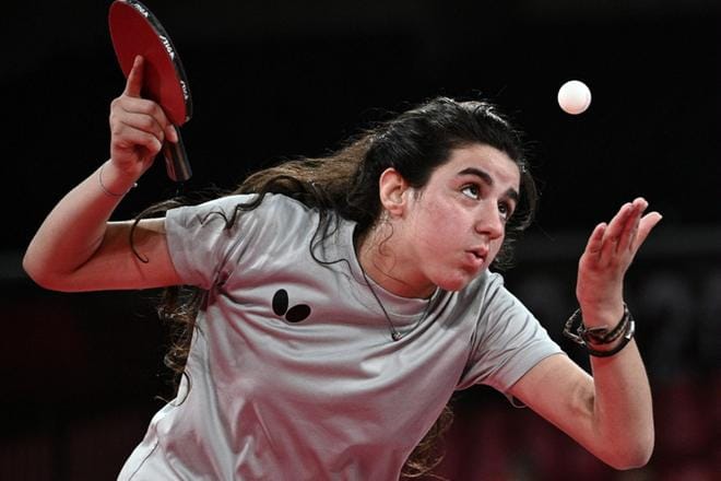 Syyrialainen Hend Zaza, 12, on Tokion olympialaisten nuorin urheilija. Lehtikuva / AFP / Anne-Christine Poujoulat