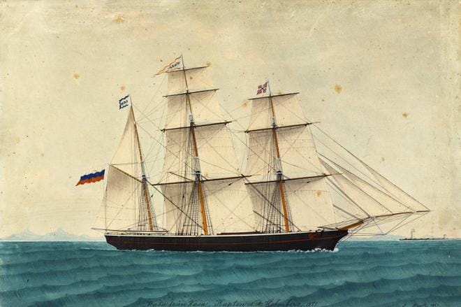 Carl Gustaf Wolffin laivastoon kuului vuonna 1838 rakennettu purjelaiva Wasa. KUVA: VAASAN KAUPUNGIN MUSEOT/POHJANMAAN MUSEO/ERKKI SALMINEN