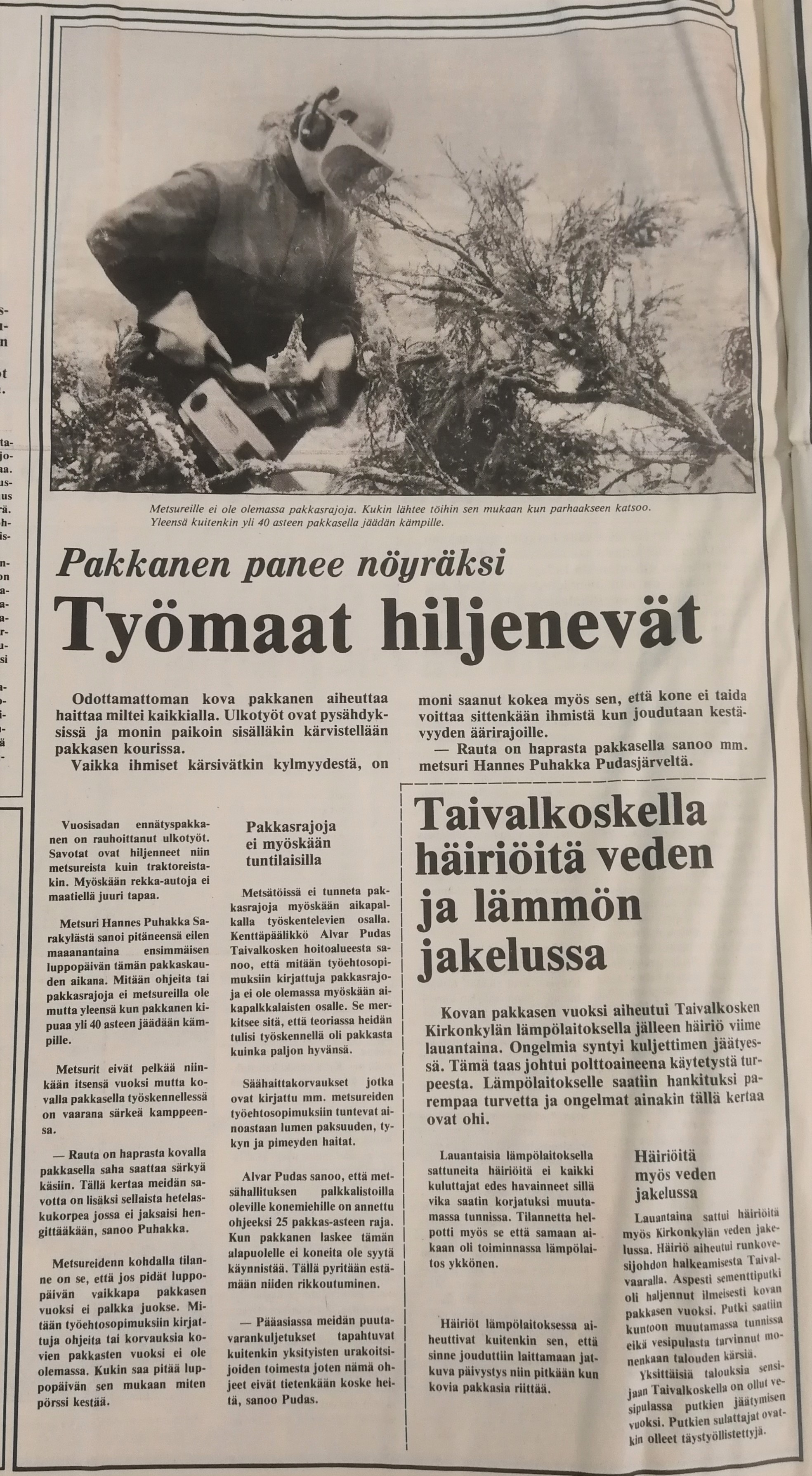 Nyt on mittaushistorian lämpimin tammikuu - 35 vuotta sitten pakkasta liki -50 astetta, nyt vain muutamia asteita