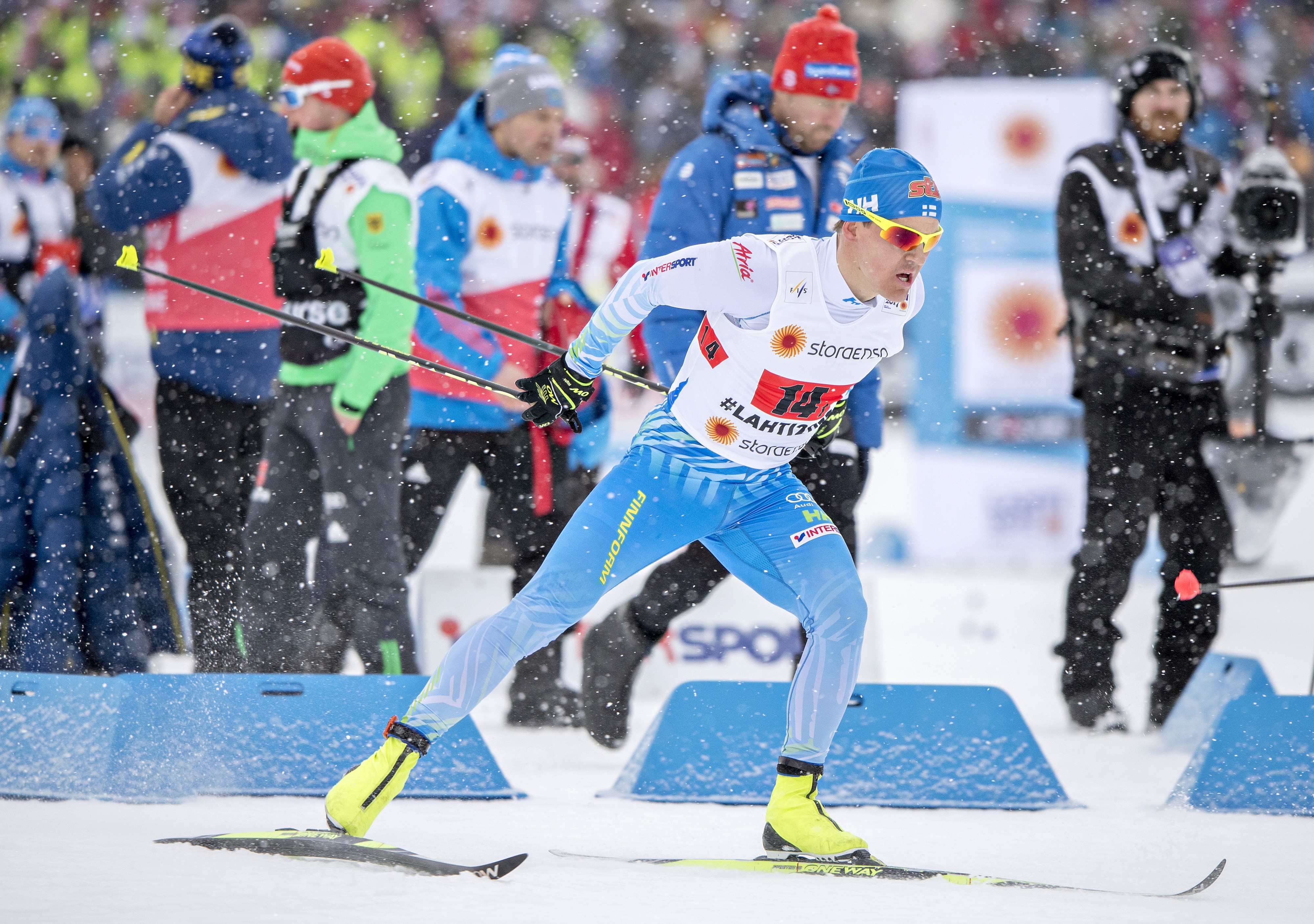 Sami Jauhojärvi hiihti Suomen avausosuuden perjantain hiihdossa. 