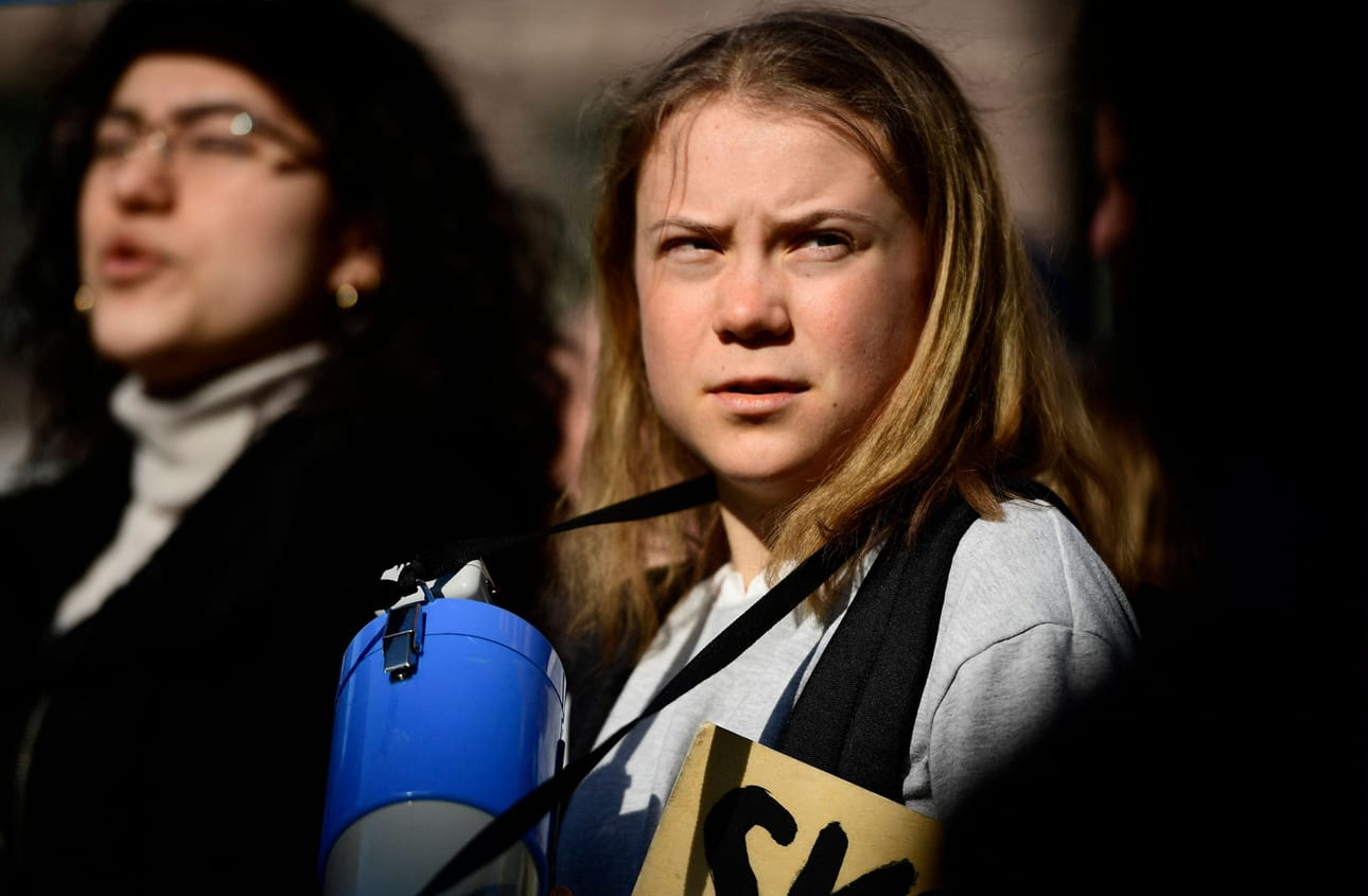 Elokapinan mielenosoituksessa kuullaan myös ruotsalaisen ilmastoaktivisti Greta Thunbergin puhe. LEHTIKUVA/AFP
