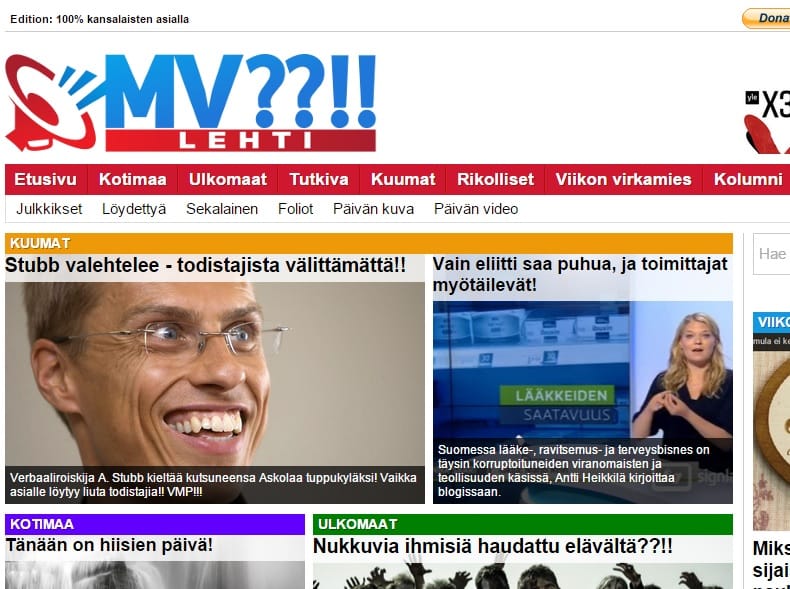 Kuvakaappaus MV-sivusta.