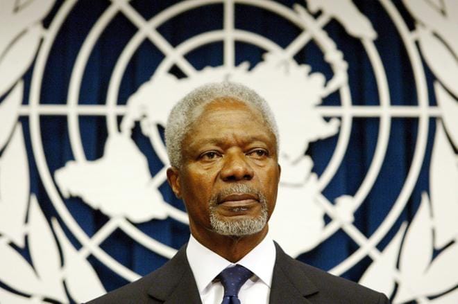 Kofi Annan toimi YK:n pääsihteerinä vuodet 1997-2006. KUVA: EPA/JASON SZENES