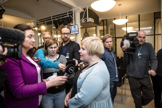 Hallitus piti torstaina tiedotustilaisuuden maakunta- ja sote-uudistuksesta. Haastateltavana perhe- ja peruspalveluministeri Annika Saarikko (kesk.). KUVA: Joel Maisalmi