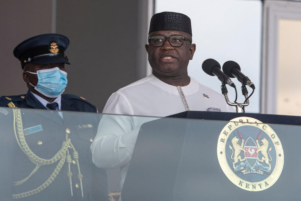 Presidentti Julius Maada Bio suitsutti uudistusta, jota hän kutsuu edistykselliseksi. Lehtikuva/AFP