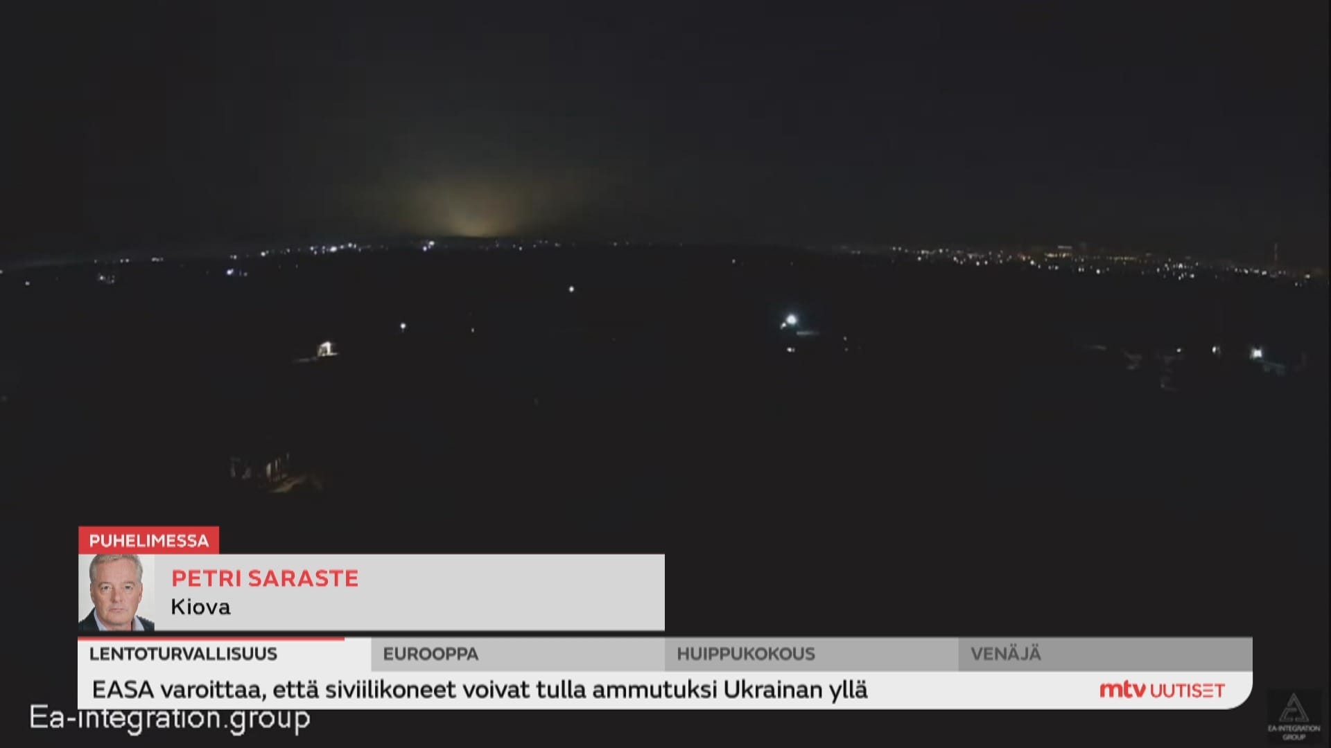 Toimittaja Petri Saraste raportoi Kiovasta Venäjän hyökkäyksen alettua