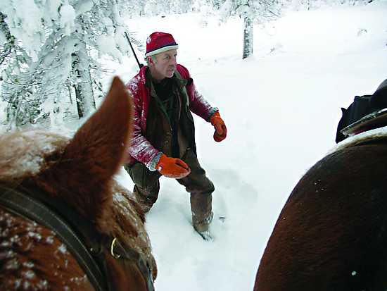 Nuotio on poikaa. Syttyvät ne märätkin puut, todistavat Veli-Pekka Keskiniva (vas.), Hannu Molkoselkä, Jussi ja Jouko Iivari sekä Markku Molkoselkä.