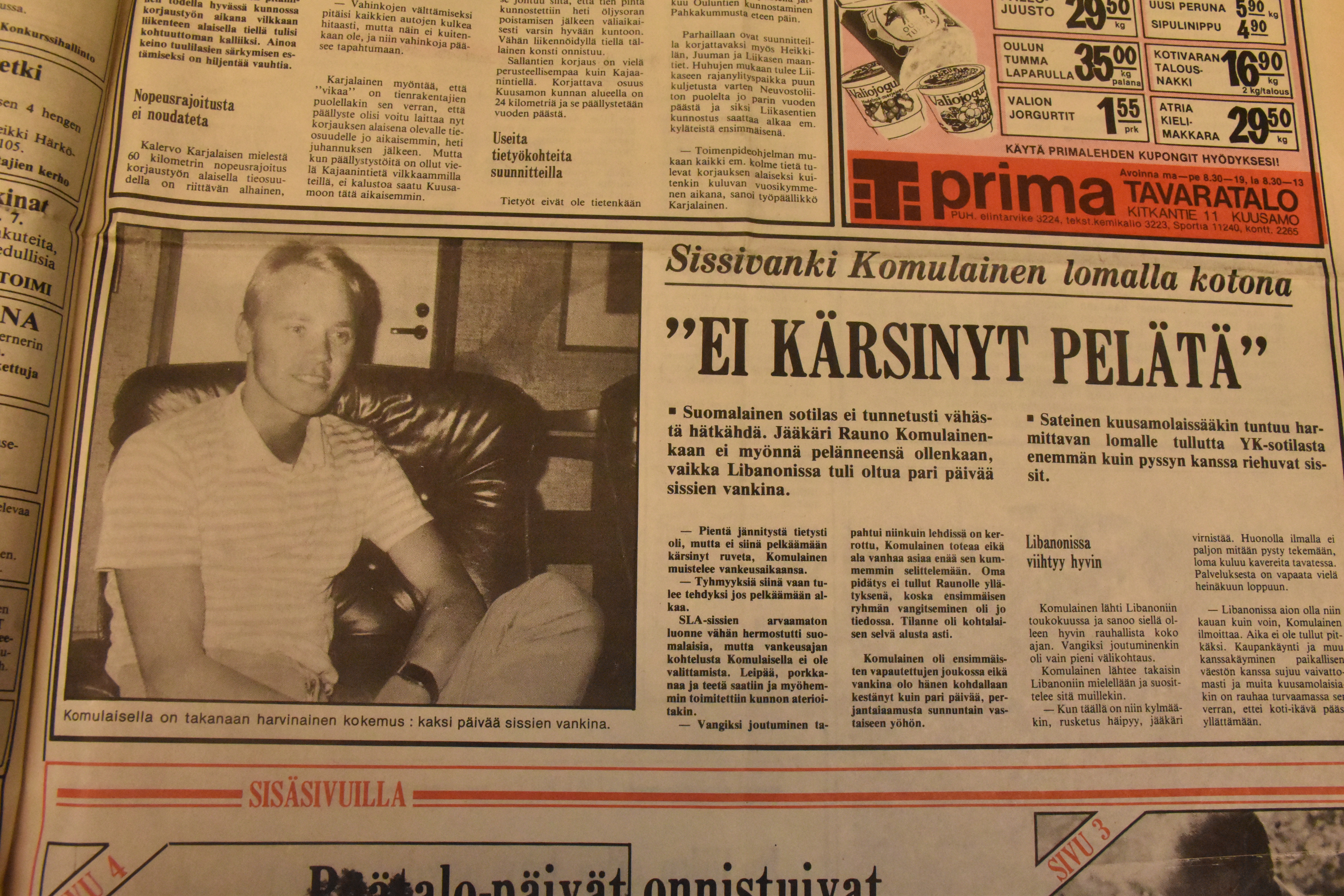 Pari päivää sissien vankina Libanonissa  - Veteraanimäkihyppääjä Komulainen vietti nuoruuttaan YK-joukoissa vuosina 1985-1986.
