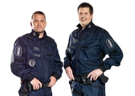 Jimin Poliisit-sarjassa tänä vuonna mukana olleet Raimo Huhtanen ja Tomi Kokko.