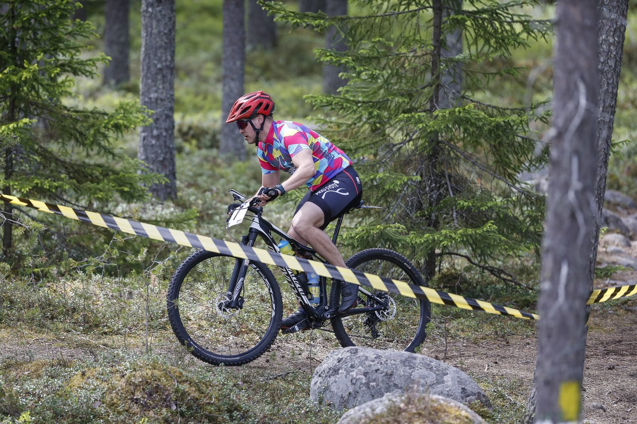 Maastopyöräkisa Raahen hiihtomajalla. Raahe Cycling Club Raahe XC 2018 maastopyöräkilpailu, Sanerall MTB-cup