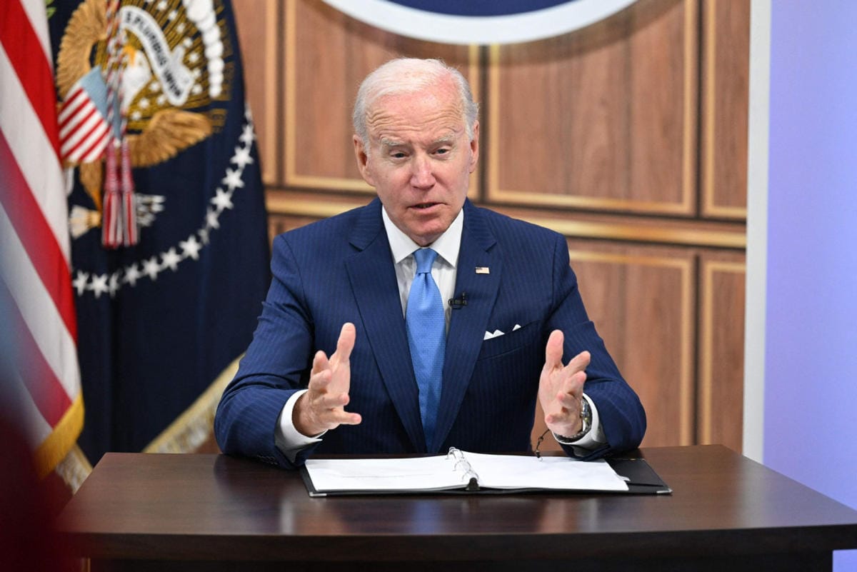 Yhdysvaltain presidentti Joe Biden antoi vahvan tukensa Naton pääsihteeri Jens Stoltenbergin pyrkimyksille edistää Suomen ja Ruotsin nopeaa liittymisprosessia Natoon. LEHTIKUVA/AFP