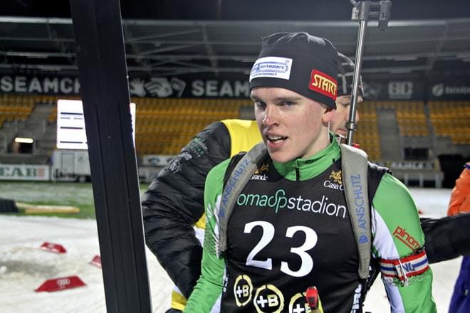 Kauhajoen Karhua edustava teuvalainen Santtu Panttila on kehittynyt ampumahiihtäjänä kovasti. KUVA: HEIKKI LINNA