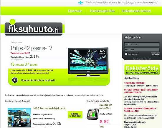 Tiistaina Fiksuhuuto tarjosi huudettavaksi muun muassa yli tuhannen euron televisiota, josta oli tarjottu vasta alle kaksi euroa.