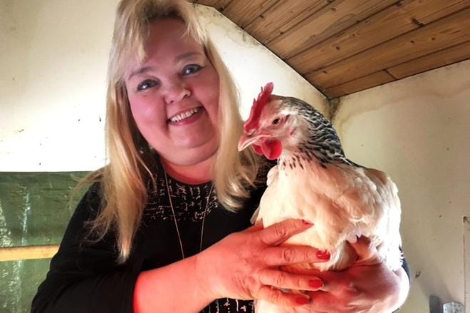 Christel Björkille kanat ovat rakkaita lemmikkejä. Tällä kerralla syliin pääsi Hanski, joka on ligh sussex -rotua. Kuvat Virpi Kupiainen-Ämmälä